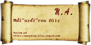 Mészáros Aliz névjegykártya
